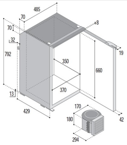 FRIGO LT.95 AIRLOCK GRIGIO SENZA CORNICE